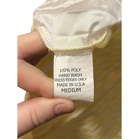 Beluva San Francisco Size Medium Yellow Stripe Crinkle Long Sleeve Blouse - Picture 4 of 6